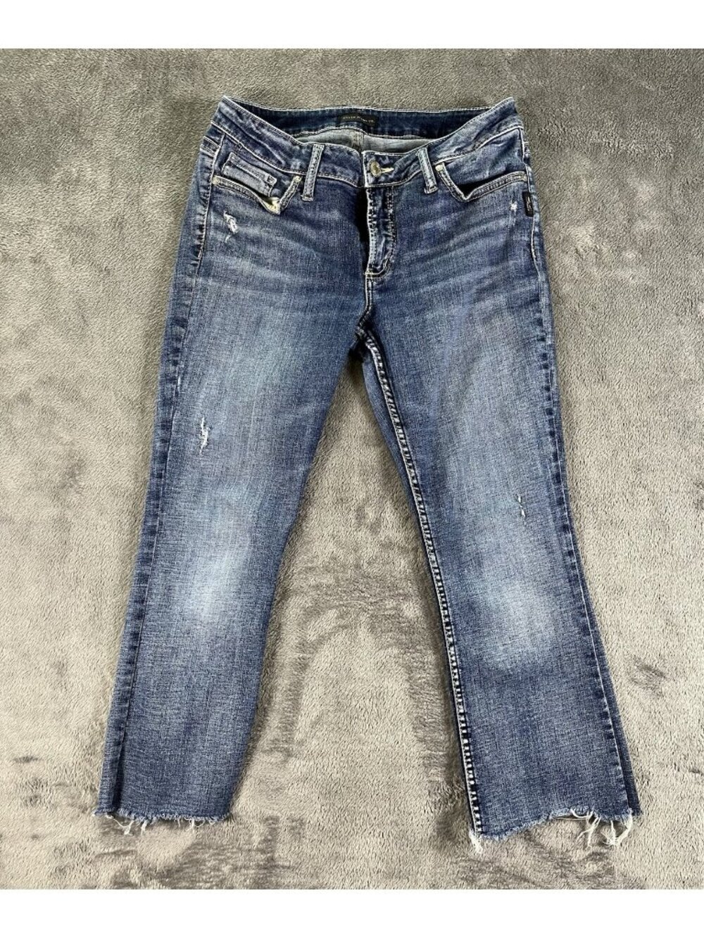 Silver Jeans Co. Elyse Slim Boot Jeans Women's 30/25 Blue Distressed Frayed